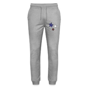 Étoiles colorées avec tracés dynamiques - Pantalon de jogging bio MOVER Stanley/Stella unisexe - gris chiné - Devant - Marisol (170cm) & Nik (191cm)