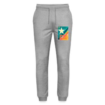 Motivierendes T-Shirt mit Stern und Regenbogen - Stanley/Stella Unisex Bio Jogginghose Mover  - Grau meliert - Vorne - Marisol (170cm) & Nik (191cm)