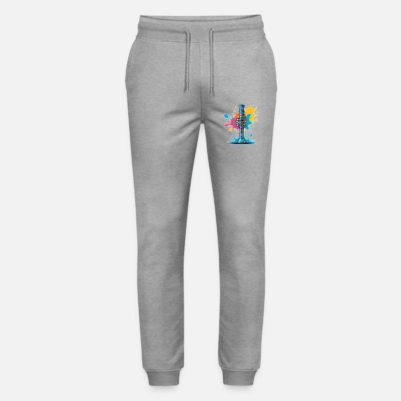 Lebendige Klarinetten Illustration Farbspritzern - Stanley/Stella Unisex Bio Jogginghose Mover  - Grau meliert