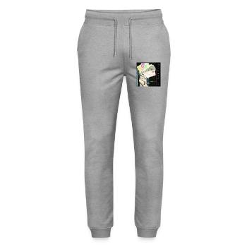 Bunte Geldscheine mit Street Art Flair - Stanley/Stella Unisex Bio Jogginghose Mover  - Grau meliert - Vorne - Marisol (170cm) & Nik (191cm)