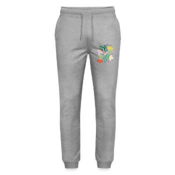 No Rain No Flowers Floral Motif 🌼✨ - Stanley/Stella Mover Unisex Organic Jogging Trousers - heather grey - Front - Marisol (170cm) & Nik (191cm)