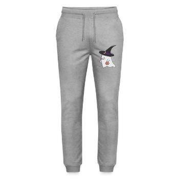 Sweet Ghost – Halloween Kawaii 🎃👻 - Stanley/Stella Mover Unisex Organic Jogging Trousers - heather grey - Front - Marisol (170cm) & Nik (191cm)