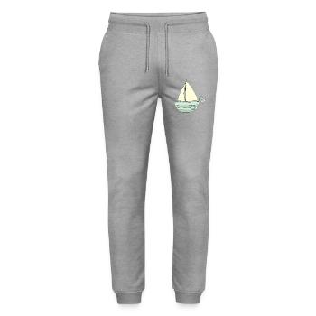 Verspieltes Segelboot Muster - Stanley/Stella Unisex Bio Jogginghose Mover  - Grau meliert - Vorne - Marisol (170cm) & Nik (191cm)