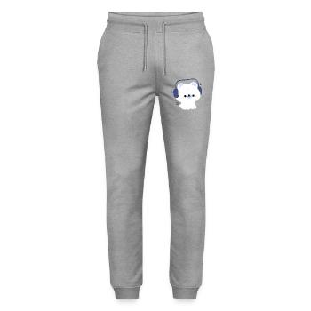 Kawaii Bear with Headphones - Stanley/Stella Mover Unisex Organic Jogging Trousers - heather grey - Front - Marisol (170cm) & Nik (191cm)