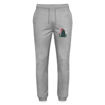Fuchs mit Blumen und Hoodie - Stanley/Stella Unisex Bio Jogginghose Mover  - Grau meliert - Vorne - Marisol (170cm) & Nik (191cm)