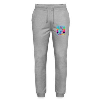 Raccoon Saying Garbage Humor Funny Gift Idea - Stanley/Stella Mover Unisex Organic Jogging Trousers - heather grey - Front - Marisol (170cm) & Nik (191cm)