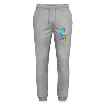 Blooming Nature Girl Neon Retro Illustration - Stanley/Stella Mover Unisex Organic Jogging Trousers - heather grey - Front - Marisol (170cm) & Nik (191cm)