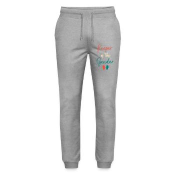 Révélation du sexe de Noël de la future maman - Pantalon de jogging bio MOVER Stanley/Stella unisexe - gris chiné - Devant - Marisol (170cm) & Nik (191cm)