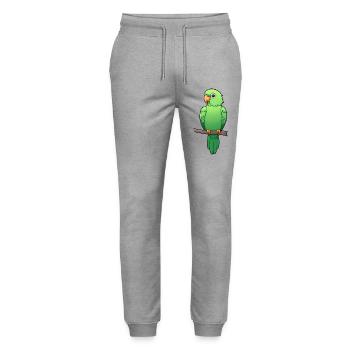 Bezaubernder grüner Papagei - Stanley/Stella Unisex Bio Jogginghose Mover  - Grau meliert - Vorne - Marisol (170cm) & Nik (191cm)