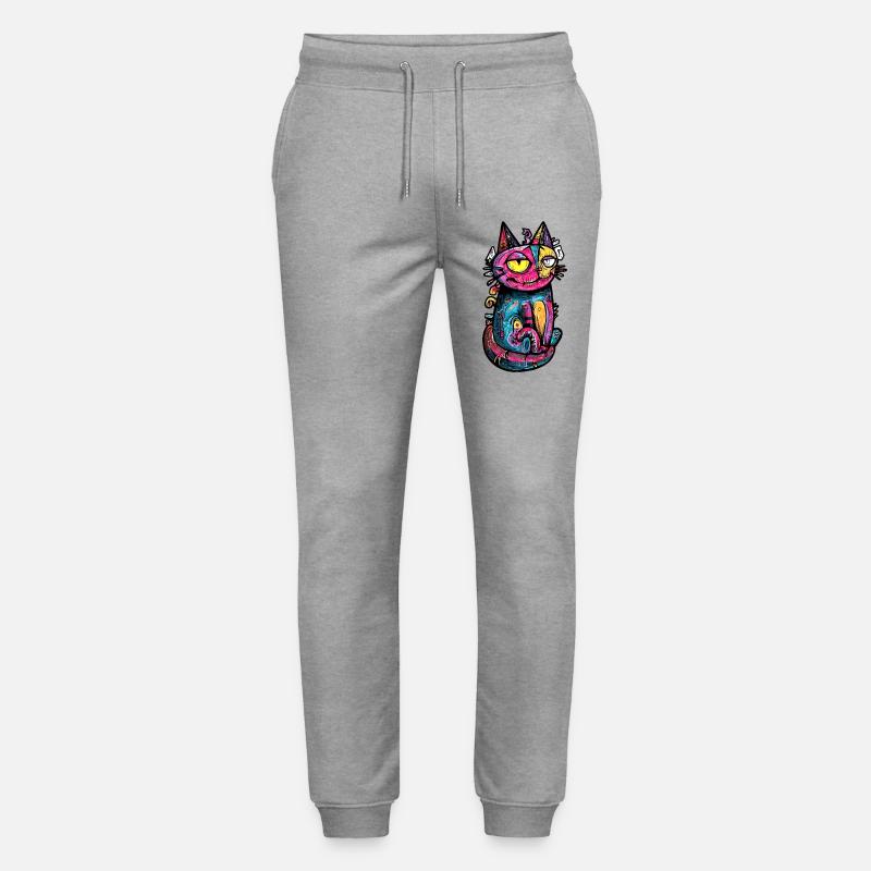 Katze Bunt Kunst Design - Stanley/Stella Unisex Bio Jogginghose Mover  - Grau meliert
