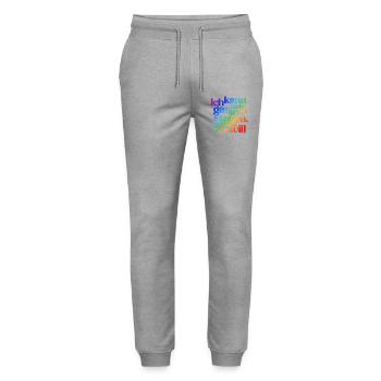 FUNNY VOMITING QUOTE REVERSED - LGBTQ - Stanley/Stella Mover Unisex Organic Jogging Trousers - heather grey - Front - Marisol (170cm) & Nik (191cm)