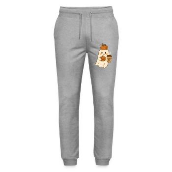 Kürbisgeister Halloween Design - Stanley/Stella Unisex Bio Jogginghose Mover  - Grau meliert - Vorne - Marisol (170cm) & Nik (191cm)