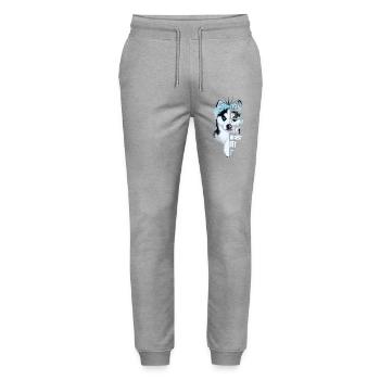 Eisbedeckter Husky mit Spruch - Stanley/Stella Unisex Bio Jogginghose Mover  - Grau meliert - Vorne - Marisol (170cm) & Nik (191cm)