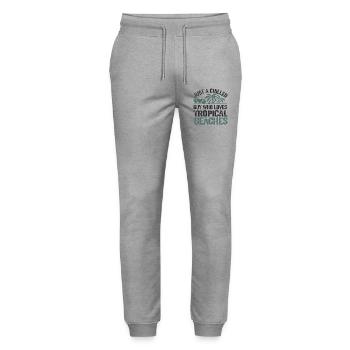 Chilled Tropical Beach Lover, Holidays  - Stanley/Stella Mover Unisex Organic Jogging Trousers - heather grey - Front - Marisol (170cm) & Nik (191cm)