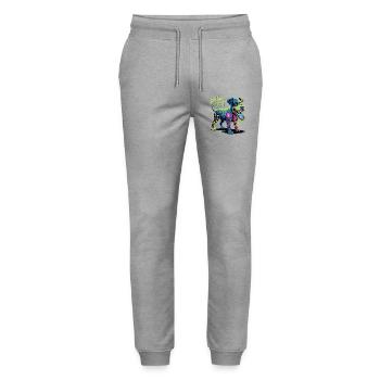 The Abyssmal Dog Neon Art - Stanley/Stella Mover Unisex Organic Jogging Trousers - heather grey - Front - Marisol (170cm) & Nik (191cm)