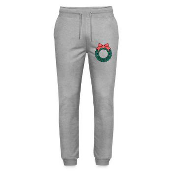 Wreath for Christmas - Stanley/Stella Mover Unisex Organic Jogging Trousers - heather grey - Front - Marisol (170cm) & Nik (191cm)