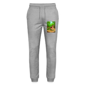 Krokodil – Afrikas Flüsse, stärkster Biss - Stanley/Stella Unisex Bio Jogginghose Mover  - Grau meliert - Vorne - Marisol (170cm) & Nik (191cm)