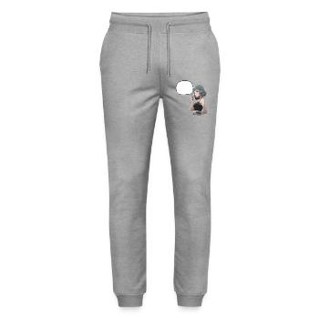 Speech Bubbles Noir Heroine CropTop - Stanley/Stella Mover Unisex Organic Jogging Trousers - heather grey - Front - Marisol (170cm) & Nik (191cm)