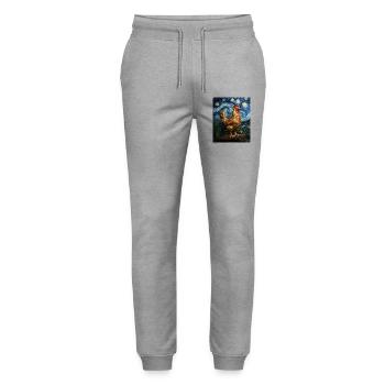 Huhn Hahn Hühner Van Gogh Style Starry  - Stanley/Stella Unisex Bio Jogginghose Mover  - Grau meliert - Vorne - Marisol (170cm) & Nik (191cm)