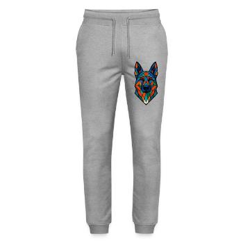Geometric German Shepherd – Colorful Dog A - Stanley/Stella Mover Unisex Organic Jogging Trousers - heather grey - Front - Marisol (170cm) & Nik (191cm)