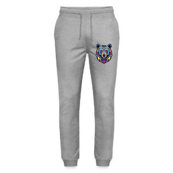 Neon Tribal Bär Illustration - Stanley/Stella Unisex Bio Jogginghose Mover  - Grau meliert - Vorne - Marisol (170cm) & Nik (191cm)