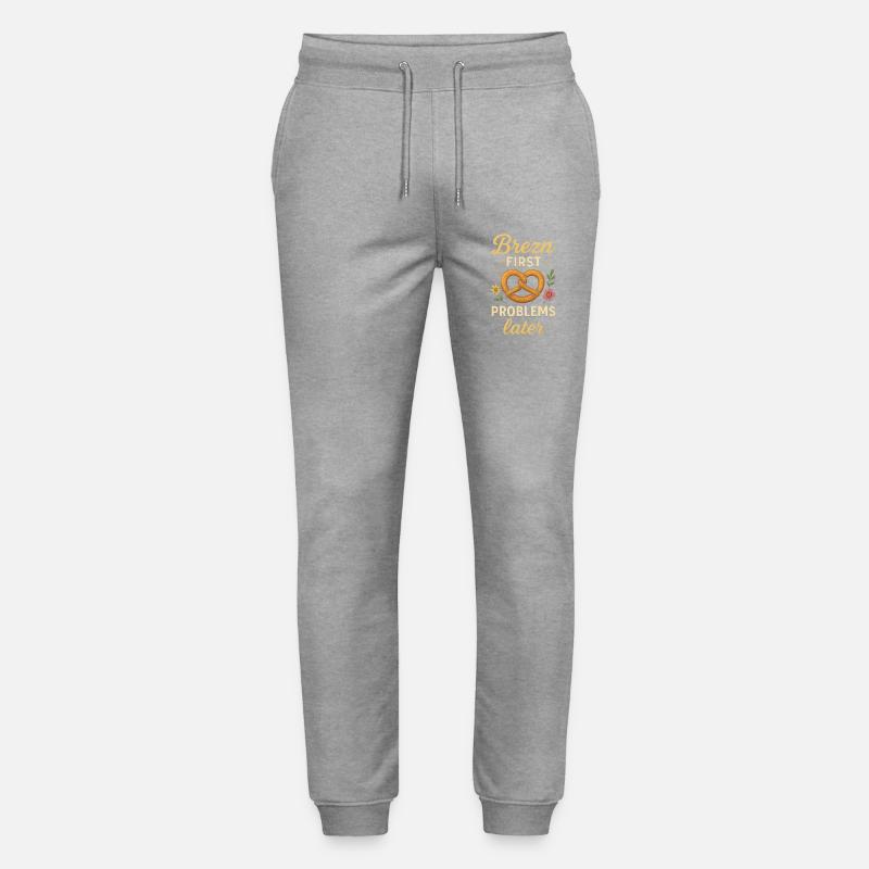 Brezn_first-_Problems_later_Lustiges_Party_Shir - Stanley/Stella Unisex Bio Jogginghose Mover  - Grau meliert