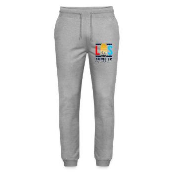 Design rétro de la ligne d’horizon de Los Angeles - Pantalon de jogging bio MOVER Stanley/Stella unisexe - gris chiné - Devant - Marisol (170cm) & Nik (191cm)