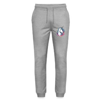 Magic unicorn head with colored mane - Stanley/Stella Mover Unisex Organic Jogging Trousers - heather grey - Front - Marisol (170cm) & Nik (191cm)