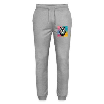 owl - Stanley/Stella Mover Unisex Organic Jogging Trousers - heather grey - Front - Marisol (170cm) & Nik (191cm)