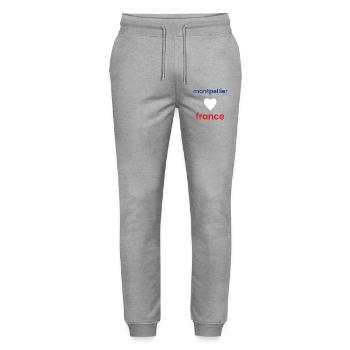 Montpellier Souvenir France Illustration - Stanley/Stella Mover Unisex Organic Jogging Trousers - heather grey - Front - Marisol (170cm) & Nik (191cm)