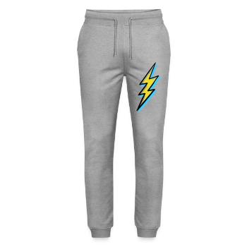Blitz im Vorhut-Stil - Stanley/Stella Unisex Bio Jogginghose Mover  - Grau meliert - Vorne - Marisol (170cm) & Nik (191cm)