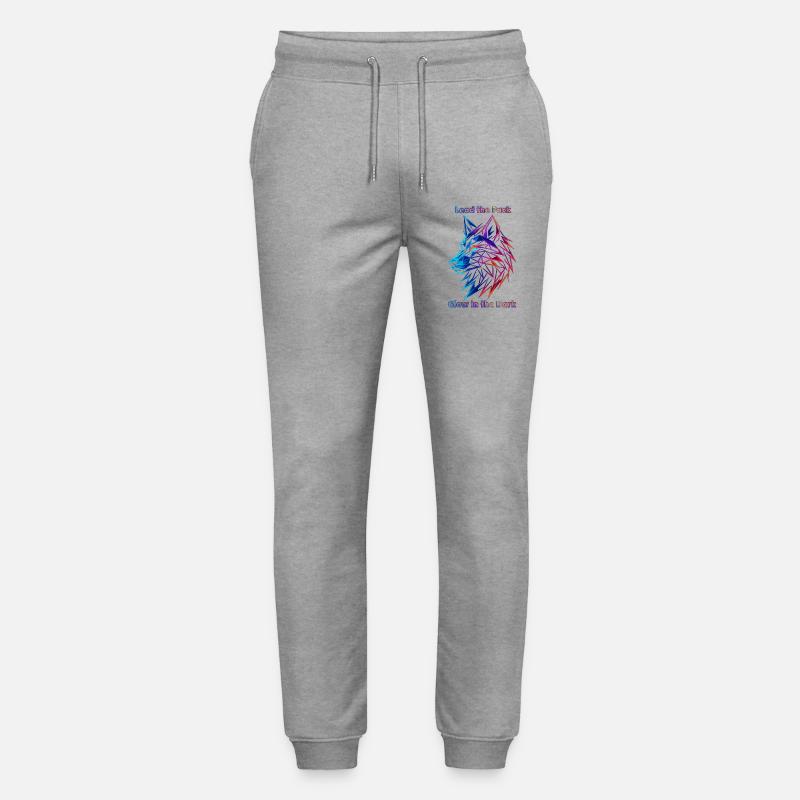 Neon Geometrische Wolf Illustration - Stanley/Stella Unisex Bio Jogginghose Mover - Grau meliert