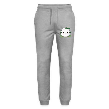 Kawaii Plant Cuddle Mascot - Stanley/Stella Mover Unisex Organic Jogging Trousers - heather grey - Front - Marisol (170cm) & Nik (191cm)