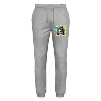 cat - Stanley/Stella Mover Unisex Organic Jogging Trousers - heather grey - Front - Marisol (170cm) & Nik (191cm)