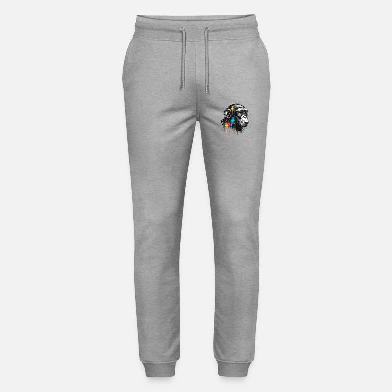Bunter Spritzschimpanse - Stanley/Stella Unisex Bio Jogginghose Mover  - Grau meliert