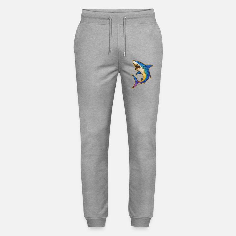 Hai | Rainbow Shark Patch Art - Stanley/Stella Unisex Bio Jogginghose Mover  - Grau meliert