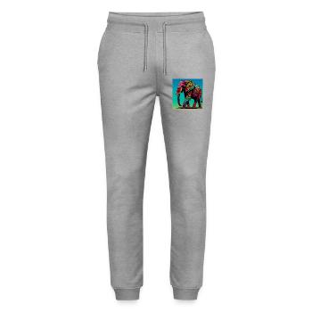 Elefant - Stanley/Stella Unisex Bio Jogginghose Mover  - Grau meliert - Vorne - Marisol (170cm) & Nik (191cm)