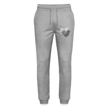 Two Hearts Scribble - Stanley/Stella Mover Unisex Organic Jogging Trousers - heather grey - Front - Marisol (170cm) & Nik (191cm)