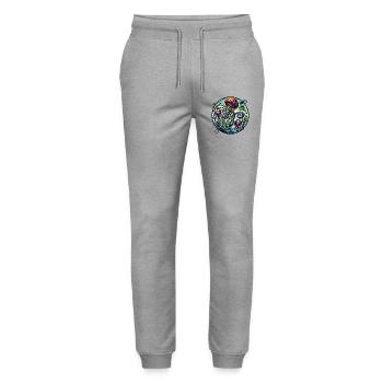 Iridescent Jellyfish Garden - Stanley/Stella Mover Unisex Organic Jogging Trousers - heather grey - Front - Marisol (170cm) & Nik (191cm)