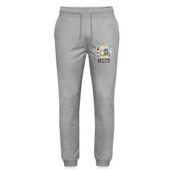 Moin Leuchtturm Robbe Strandkorb Möwe Küste - Stanley/Stella Unisex Bio Jogginghose Mover  - Grau meliert - Vorne - Marisol (170cm) & Nik (191cm)