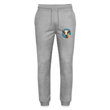 PopArt Kuh Porträt Kreis - Stanley/Stella Unisex Bio Jogginghose Mover  - Grau meliert - Vorne - Marisol (170cm) & Nik (191cm)