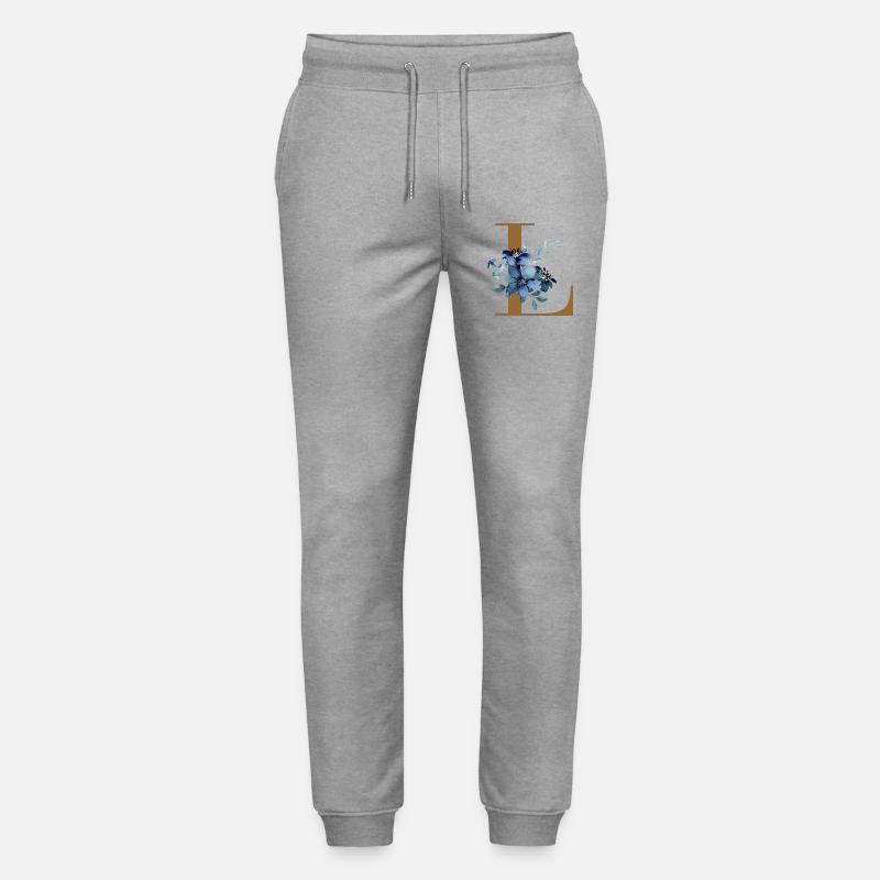 Blaues Blumen Monogramm Design Buchstabe L - Stanley/Stella Unisex Bio Jogginghose Mover  - Grau meliert
