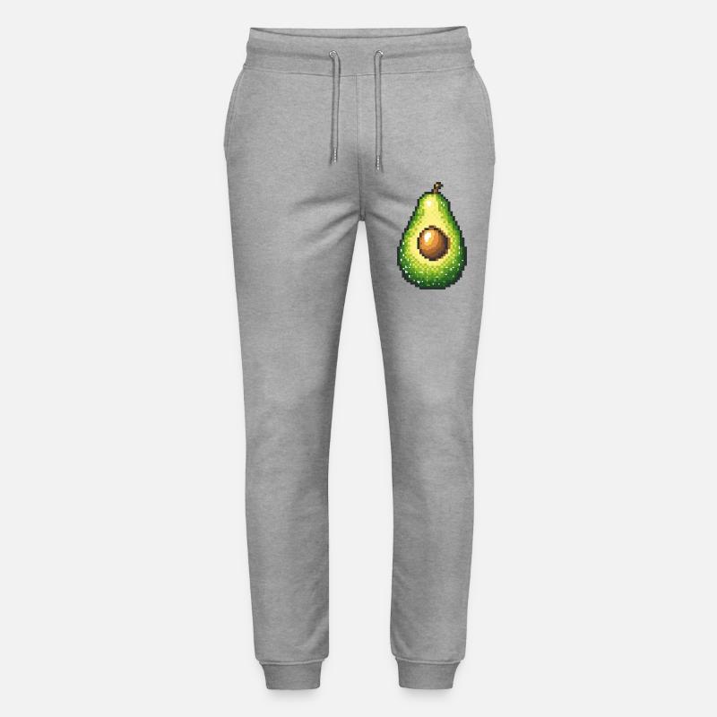 Pixel avocat rétro fruit image - Pantalon de jogging bio MOVER Stanley/Stella unisexe - gris chiné