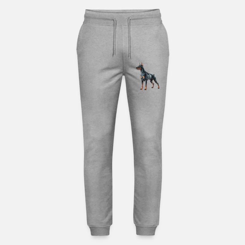Doberman - Cool Low Poly  Logo - Pantalon de jogging bio MOVER Stanley/Stella unisexe - gris chiné