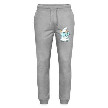 Dinosaur triceratops Halloween Ghost - Stanley/Stella Mover Unisex Organic Jogging Trousers - heather grey - Front - Marisol (170cm) & Nik (191cm)