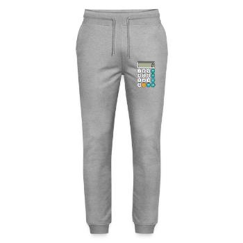 Zahl Tag Mathe Retro Taschenrechner Display - Stanley/Stella Unisex Bio Jogginghose Mover  - Grau meliert - Vorne - Marisol (170cm) & Nik (191cm)
