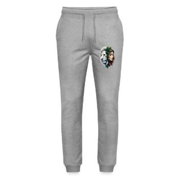 Floral Lion Woman Face - Stanley/Stella Mover Unisex Organic Jogging Trousers - heather grey - Front - Marisol (170cm) & Nik (191cm)