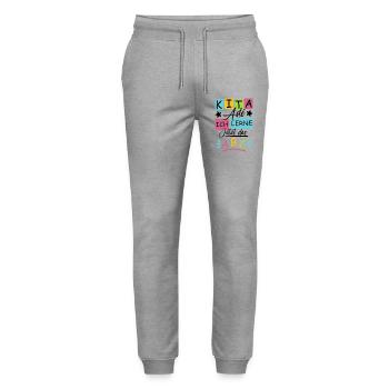 Kita Abgänger 2026 - Stanley/Stella Unisex Bio Jogginghose Mover  - Grau meliert - Vorne - Marisol (170cm) & Nik (191cm)