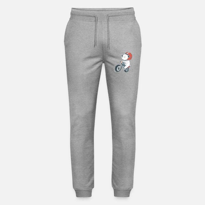 Cartoonhafter Biker-Bär - Stanley/Stella Unisex Bio Jogginghose Mover  - Grau meliert
