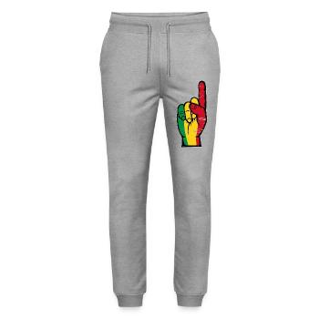 Drapeau du Mali numéro 1 utilisé - Pantalon de jogging bio MOVER Stanley/Stella unisexe - gris chiné - Devant - Marisol (170cm) & Nik (191cm)